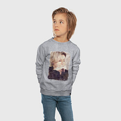 Свитшот хлопковый детский Задумчивый Чонгук, цвет: меланж — фото 2