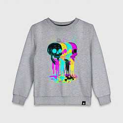 Свитшот хлопковый детский 4 ЧЕРЕПА SKULLS NEON, цвет: меланж