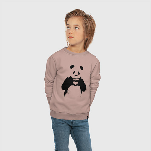 Детский свитшот ПАНДА ЛАЙК ЛЮБОВЬ PANDA LOVE / Пыльно-розовый – фото 4