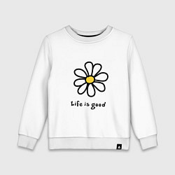 Свитшот хлопковый детский LIFE IS GOOD, цвет: белый