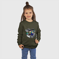 Свитшот хлопковый детский Майнкрафт выживание с модами, цвет: хаки — фото 2