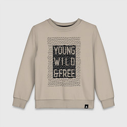 Свитшот хлопковый детский YOUNG WILD &FREE, цвет: миндальный