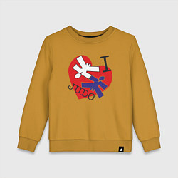 Свитшот хлопковый детский Люблю Дзюдо, цвет: горчичный