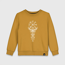Свитшот хлопковый детский Вегвизир Vegvisir Руна Z, цвет: горчичный