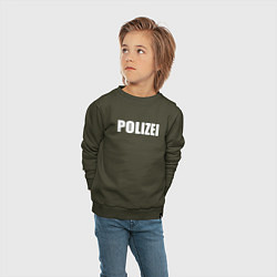 Свитшот хлопковый детский POLIZEI Полиция Надпись Белая, цвет: хаки — фото 2