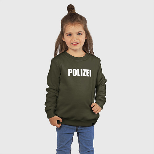 Детский свитшот POLIZEI Полиция Надпись Белая / Хаки – фото 3
