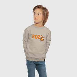 Свитшот хлопковый детский 2022 - Год Тигра, цвет: миндальный — фото 2