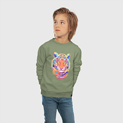 Свитшот хлопковый детский Color Tiger, цвет: авокадо — фото 2