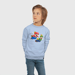 Свитшот хлопковый детский Марио и Луиджи улетают на юг, цвет: мягкое небо — фото 2