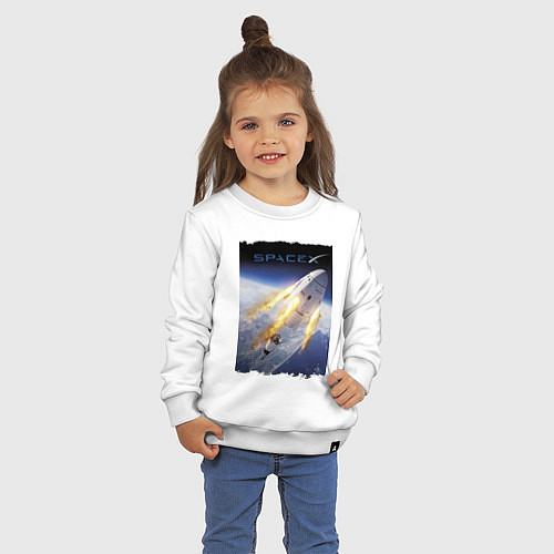 Детский свитшот Путешествие к звёздам, Space X / Белый – фото 3