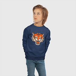 Свитшот хлопковый детский Super Tiger, цвет: тёмно-синий — фото 2