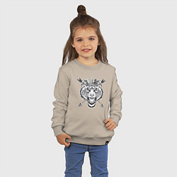 Свитшот хлопковый детский Королевский Тигр, цвет: миндальный — фото 2