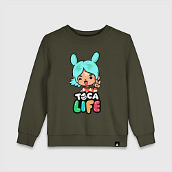 Свитшот хлопковый детский Toca Life, цвет: хаки