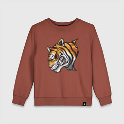 Свитшот хлопковый детский Злобный Тигр, цвет: кирпичный