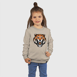 Свитшот хлопковый детский Tiger Roar, цвет: миндальный — фото 2