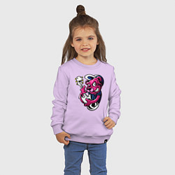 Свитшот хлопковый детский Гитарист медведь, цвет: лаванда — фото 2