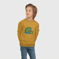 Свитшот хлопковый детский Pepe love пепе лов, цвет: горчичный — фото 2