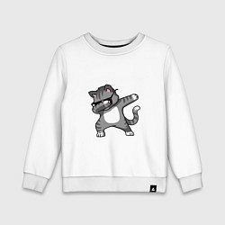 Свитшот хлопковый детский Коти в очках, цвет: белый