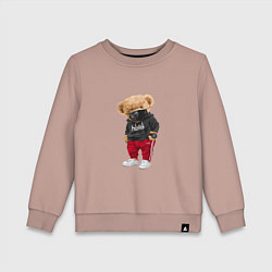 Свитшот хлопковый детский Крутой медвежонок в спортивках, цвет: пыльно-розовый