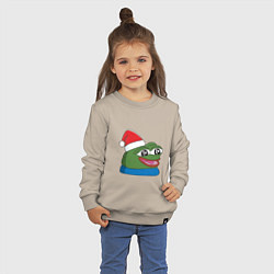 Свитшот хлопковый детский Pepe, pepe happy, Пепе хеппи, pepe happy new year, цвет: миндальный — фото 2