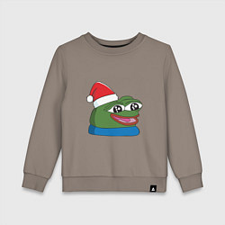 Свитшот хлопковый детский Pepe, pepe happy, Пепе хеппи, pepe happy new year, цвет: утренний латте