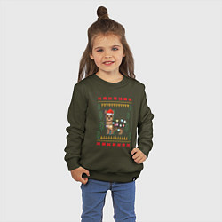 Свитшот хлопковый детский Рождественский свитер Йоркшик, цвет: хаки — фото 2