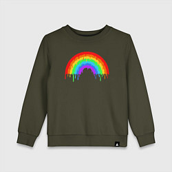 Свитшот хлопковый детский Colors of rainbow, цвет: хаки