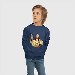 Свитшот хлопковый детский Dogma - smile Jesus like, цвет: тёмно-синий — фото 2