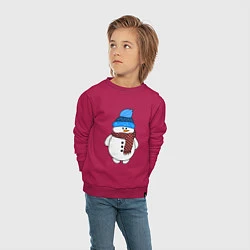 Свитшот хлопковый детский Снеговик в шапочке, цвет: маджента — фото 2