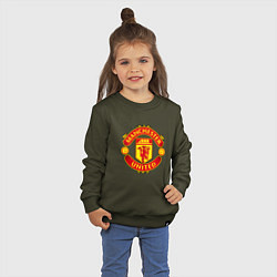 Свитшот хлопковый детский Манчестер Юнайтед логотип, цвет: хаки — фото 2