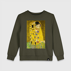 Свитшот хлопковый детский Поцелуй картина Климта, цвет: хаки