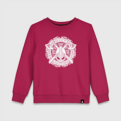 Свитшот хлопковый детский Руны, топоры и шлем, цвет: маджента