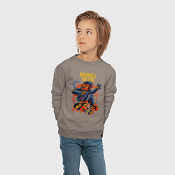 Свитшот хлопковый детский Обезьяна космонавт на скейте, цвет: утренний латте — фото 2