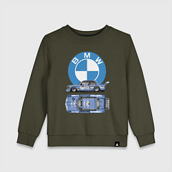 Свитшот хлопковый детский BMW Motorsport Retro, Germany, цвет: хаки