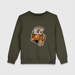 Свитшот хлопковый детский Tiger Man, цвет: хаки