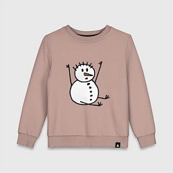 Свитшот хлопковый детский Снеговик в дудл-стиле, цвет: пыльно-розовый