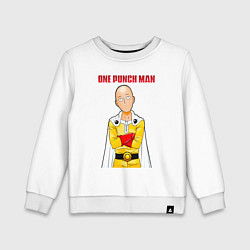Свитшот хлопковый детский Сайтама безразличие One Punch-Man, цвет: белый