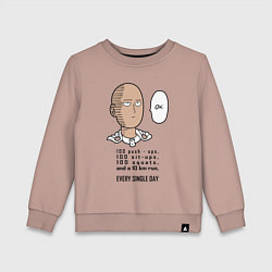 Свитшот хлопковый детский Список тренировки Сайтама One Punch-Man, цвет: пыльно-розовый