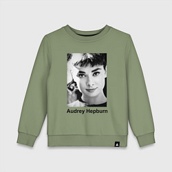 Свитшот хлопковый детский Одри Хепбёрн 88, цвет: авокадо