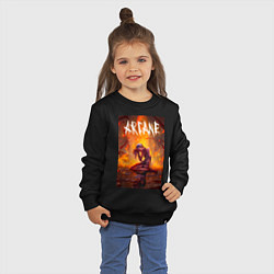 Свитшот хлопковый детский Джинкс объятая пламенем Аркейн Лига легенд, цвет: черный — фото 2