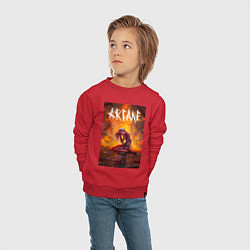 Свитшот хлопковый детский Джинкс объятая пламенем Аркейн Лига легенд, цвет: красный — фото 2
