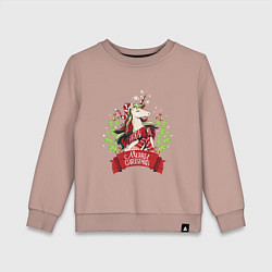 Свитшот хлопковый детский Christmas Unicorn, цвет: пыльно-розовый