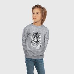 Свитшот хлопковый детский Тигр белый, цвет: меланж — фото 2