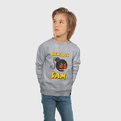 Свитшот хлопковый детский Serious Sam Bomb Logo, цвет: меланж — фото 2