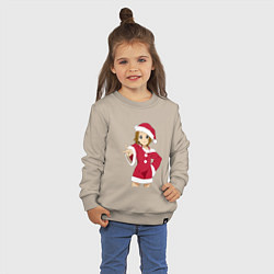 Свитшот хлопковый детский Анимешная девочка Санта, цвет: миндальный — фото 2
