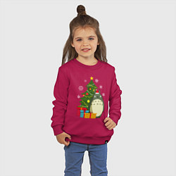 Свитшот хлопковый детский Тоторо новогодний, цвет: маджента — фото 2