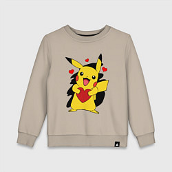 Свитшот хлопковый детский ПИКАЧУ И СЕРДЕЧКО POKENON PIKACHU LOVE, цвет: миндальный