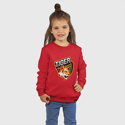 Детский свитшот Тигр Tiger логотип / Красный – фото 3