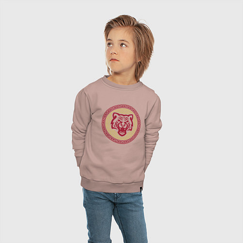 Детский свитшот Тигр - символ нового года / Пыльно-розовый – фото 4