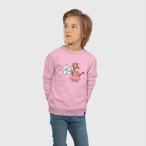 Детский свитшот Тигрица с цветком / Светло-розовый – фото 4